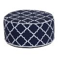 Charles Bentley Indoor/Outdoor Inflatable Garden Foot Stool Pouffe Bean Bag - Navy Blue And White Pattern H23cm Dia 53cm