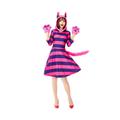 (L) Alice In Wonderland Cheshire Cat Adult Costume Cosplay Women Hooded Fancy Dress