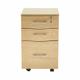 (Beech) 3-Drawer Under Desk Mobile Pedestal Lateral Filing Cabinet Storage Unit