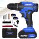 (Combi Drill with 2 Battery) Cordless Drill Driver Kit, 21V Electric Drill Screwdriver Combi Set, Li-Ion Battery, Fast Charger, 25+1 Clutch, 45N.m Tor