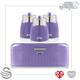 (Purple) Swan Retro Bread Bin & Set of 3 Canisters Stainless Steel Chrome Easy Wipe Clean