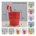 (10 Pots (10 Colour)) Hanging 10x Metal Flower Plant Pots Bucket Garden Fence Decor Removable Hook