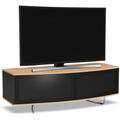 Centurion Supports Caru Gloss Black and Oak Beam-Thru Remote Friendly D Shape Design 32-65 Inch LED/ OLED / LCD TV Cabinet