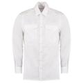 (White, 16) Kustom Kit Men's Pilot Epaulettes Long Sleeved Shirt KK134-Tailored Fit Shirt