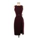 White House Black Market Cocktail Dress - Midi: Burgundy Solid Dresses - Women's Size 00