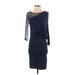 BCBGMAXAZRIA Casual Dress - Midi: Blue Solid Dresses - Women's Size 2X-Small