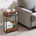 Industrial Rustic 3 Tier Side Table With Magazine Rack