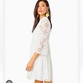 Lilly Pulitzer Dresses | Lilly Pulitzer Hazelanne 3/4 Sleeve Eyelet Dress In Resort White Size 6 Nwt | Color: White | Size: 6