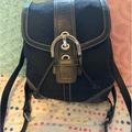 Coach Bags | Coach Black Leather And Canvas Flip Top Backpack Bag, Medium | Color: Black | Size: Medium