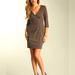 Jessica Simpson Dresses | Jessica Simpson Brown Ruched Faux Wrap V Neck Half Sleeve Soft Sexy Mid Dress | Color: Brown | Size: 12