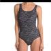 Nike Swim | Nike Gray Multi Animal Print One Piece Low Back Swimsuit Size Small New | Color: Black/White | Size: S