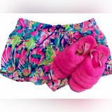 Lilly Pulitzer Shorts | Lilly Pulitzer Rare Run Around “Gumbo Limbo” Colorful Nylon Shorts- Size Large | Color: Blue/Pink | Size: L