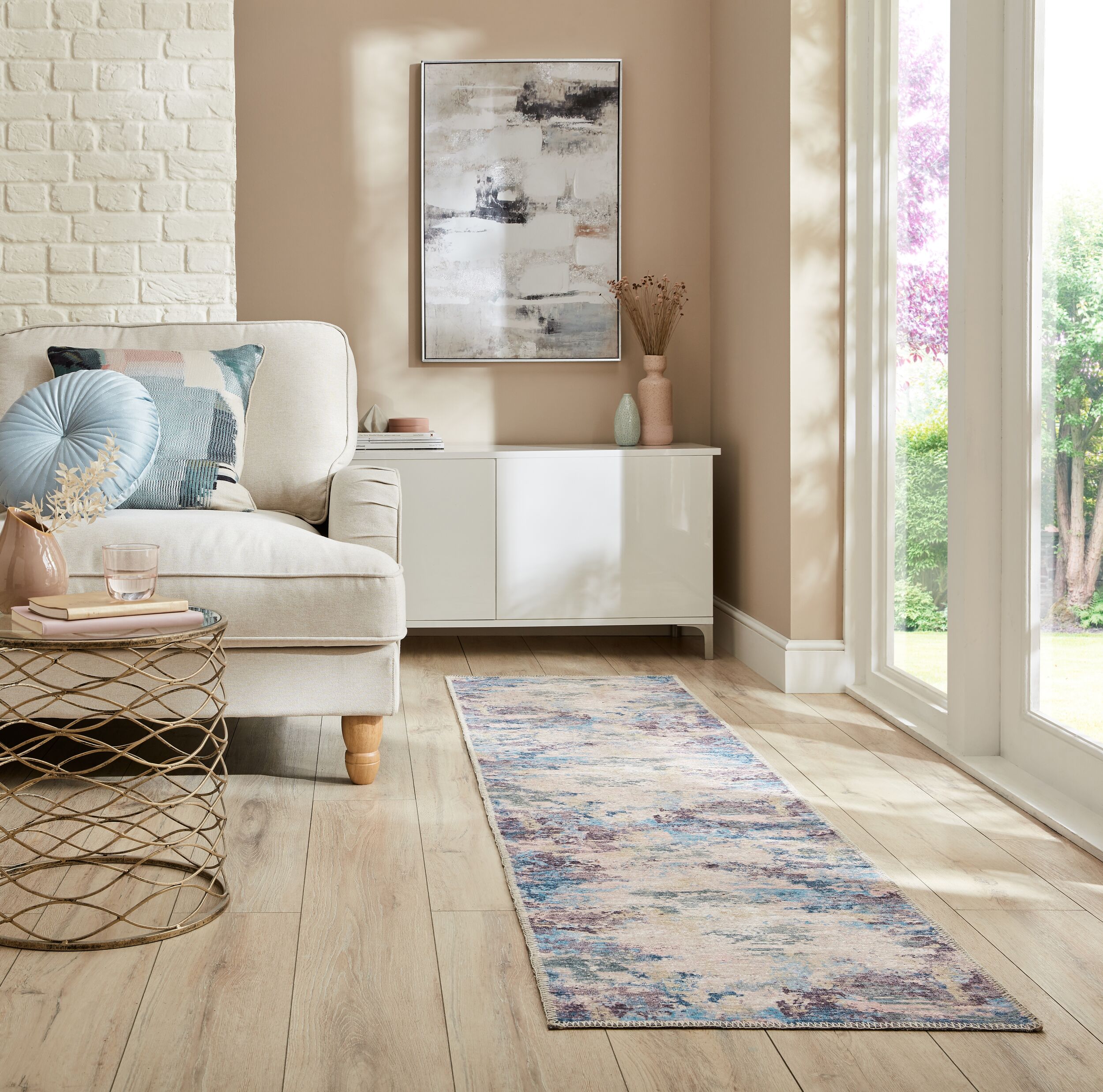Teppich FLAIR RUGS "Reid Abstract", bunt, B:60cm H:4mm L:230cm, Kunstfaser, Teppiche, Waschbarer Teppich Image
