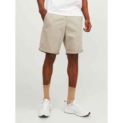 Chinoshorts JACK & JONES "JPSTBOWIE JJSHORTS S", Herren, Gr. M, N-Gr, beige (crockery), Web, Obermaterial: 98% Baumwolle, 2% Elasthan, unifarben, modisch, regular fit kurz, Hosen, mit Aufschlag Image