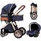 3 in 1 Baby Stroller Travel Systems Bassinet Stroller for Foldable Baby Stroller with Easy Fold Stroller Footmuff Blanket Cooling Pad Rain Cover Backpack Mosquito Net Fan A