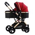 Baby Pram Pushchair High View Baby Carriage Two-Way Pram Trolley Baby Stroller for Infant and Toddler, Lightweight Baby Pram Stroller for Newborn Ideal for 0-36 Months (Color : Red)