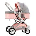 2 in 1 Baby Stroller for Newborn, Baby Strollers for Infant and Toddler, High Landscape Shock-Absorbing Carriage Two-Way Pram Trolley Baby Pushchair Ideal for 0-36 Months (Color : Pink)
