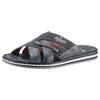 Pantolette RIEKER, Herren, Gr. 40, blau (graublau used), Lederimitat, Textil, casual, Schuhe, Sommerschuh, Schlappen, Poolslides, mit kontrastfarbener Rahmennaht, Topseller