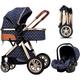 Baby Stroller Travel System Portable Baby Standard Pram Baby Carriage Folding Baby Pushchair Aluminium Frame High View Buggy with Cooling Pad Rain Cover Footmuff Mosquito Net C