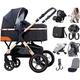 for Babies for Bassinet Travel Stroller 3-in-1 Luxury Stroller for Babies and Toddlers Easy to Fold Strollers, with Mommy Bag Rain Cover Black