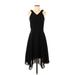 Saks Fifth Avenue Cocktail Dress - High/Low: Black Solid Dresses - Women's Size 2