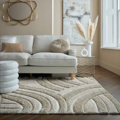 Hochflor-Teppich FLAIR RUGS "Velvet Shaggy", beige (natur), B:200cm H:25mm L:290cm, Kunstfaser, Teppiche, Shaggy Teppich Image