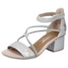 Sandalette RIEKER, Damen, Gr. 41, silber (silberfarben), Lederimitat, metallic, elegant, Schuhe, Sommerschuh, Sandale, Blockabsatz, mit praktischem Klettverschluss