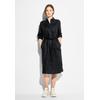 Blusenkleid CECIL, Damen, Gr. S (38), US-Größen, schwarz, Stoff, 100% Leinen, unifarben, casual, gerade kniebedeckend, V-Ausschnitt, Langarm Bündchen, Kleider, in Unifarbe