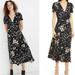 Madewell Dresses | Madewell Puff-Sleeve Wrap-Front Midi Dress In Polka Daisies Size 2 | Color: Black/White | Size: 2