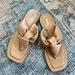 Anthropologie Shoes | Anthropologie Maeve Tan Leather Sandals Sz 8 | Color: Brown/Gold | Size: 8