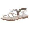 Riemchensandale RIEKER, Damen, Gr. 38, beige (hellbeige), Lederimitat, metallic, elegant, Schuhe, Sommerschuh, Sandalette, Blockabsatz, mit Gummizügen für guten Sitz, Topseller