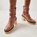 Free People Shoes | Free People Jesse Cut Out Boot Womens 39 8.5 English Tan Chunky Lug Sole Strappy | Color: Tan | Size: 8