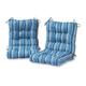 Outdoor Chair Cushions, Pack of 2 Chair Cushions with Back Seat, Tufted Thick Seat & Round Back Wicker Chair Cushions for Patio Furniture, Back Cushion with Ties, Garden Chair (Steel Blue Stripe)