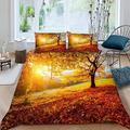 Exquisite Duvet Cover Set Fall Leaves Patterned 3D Printed Bedding Soft Microfibe Bedding Sets Fall Leaves Quilt Cover 150x200 cm and 2 pillow covers 50x75 cm