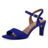 Sandalette TAMARIS, Damen, Gr. 38, blau (royalblau), Textil, Veloursleder, elegant, Schuhe, Trichterabsatz, Abendschuh mit verstellbarem Fesselriemchen