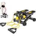 2 In1 Stepper with Electric Ropes, Side Twist Body Sculpture Stepper, mini Weight Loss Hydraulic Loss Thin Legs Plastic Fitness Equipment Home Efficency