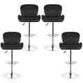 Lot de 4 Tabourets De Bar avec Dossier Hauteur Reglable 62cm - 82cm en Simili pu et pvc Noir/Blanc