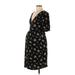 Envie de Fraises Casual Dress - Wrap: Black Floral Motif Dresses - Women's Size 8 Maternity