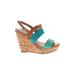 Delicious Wedges: Teal Color Block Shoes - Women's Size 5 1/2