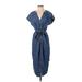 Gap Casual Dress - Shirtdress: Blue Dresses - Women's Size Small