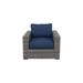 Bali Silver/Gray Two-Tone Wicker Club Chair with Cushion.