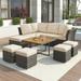 10 Piece Patio Furniture Set, Outdoor Conversation Set, Patio Sectional Sofa Set with Solid Wood CoffeeTable & Ottomans for Lawn