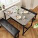 Dining Table Set for 4, Kitchen Table with Benches, Rectangular Dining Room Table Set with 2 Benches, 3 Piece Kitchen Table Set