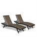 Set of 2 Outdoor PE Wicker Chaise Lounge Chairs - Adjustable Backrest Recliners with Quick Dry Foam, Sturdy Aluminium Frame
