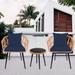 3 Piece Patio Outdoor PE Rattan Conversation Chair Set, Furniture of Coffee Table with Glass Top, Cushions, Lumbar Pillows