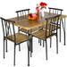 5-Piece Metal and Wood Indoor Modern Rectangular Dining Table Set for Kitchen, Dining Room, Dinette, Breakfast Nook w/ 4 Chairs