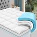 2 inch Gel Memory Foam and 2 inch Cooling Pillow Top Mattress Pad Cover - WHITE