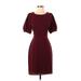 Express Casual Dress - Sheath: Burgundy Solid Dresses - Women's Size X-Small