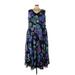 Jessica London Casual Dress: Blue Floral Dresses - Women's Size 28