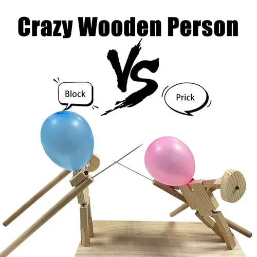 Spaß Ballon Bambus Mann Kampf handgemachte Holz Fecht Puppen Holz Bots Kampfspiel schlagen einen